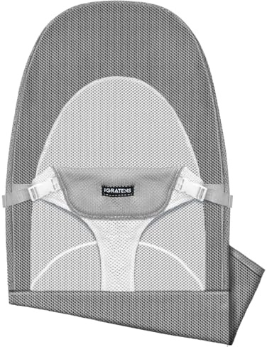 iGRATENS - Asiento de tela para tumbona | Funda para tumbona Baby Bjorn Balance Soft & Bliss, malla ventilada, suave para la piel, lavable a máquina, gris