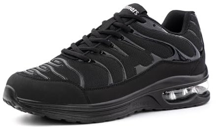 Hitmars Turnschuhe Herren Damen Sneaker Laufschuhe Air Luftpolster Sportschuhe Joggingschuhe Running Sport Schuhe Leicht Atmungsaktiv Fitness Outdoor Schwarz EU 45