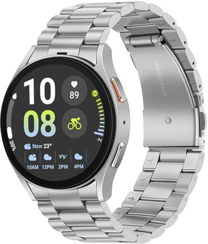 Tasikar Cinturini Senza Interruzioni Compatibili con Samsung Galaxy Watch Band 7/6/5/4/FE 44mm 40mm/6 Classic Band 47mm 43mm/5 Pro 45mm/4 Classic 46mm 42mm, Cinturino in Metallo 20mm,Argento