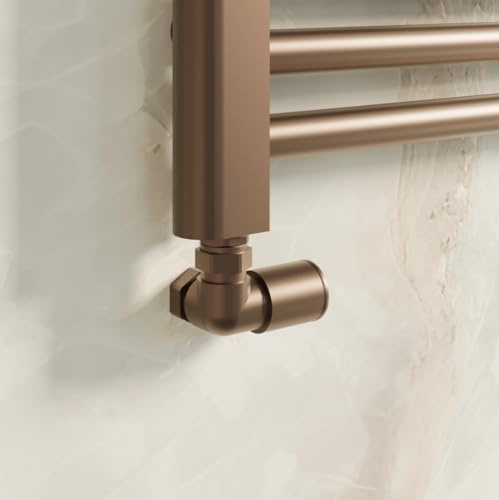 Banyetti Corner Radiator Valves, Brushed Bronze, Modern Design, 15mm Connection, Set of 2