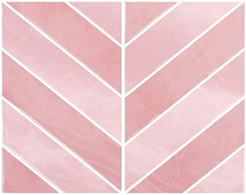ANHUIB 12 Stück Rosa Fliesenaufkleber Klebefliesen Küche Vinyl Wandfliesen Aufkleber Wandfliesen Selbstklebend Badezimmer Wasserdichte Fliesenaufkleber Für Wand Esszimmer Bad Schlafzimmer Wohnzimmer