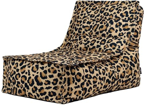 icon Dolce Leopard Print Bean Bag Lounger with Filling Included | Made in the UK, Adult Beanbag, Comfy Chair, Durable Woven Fabric, Leopard Print Gifts, For Living Room or Bedroom