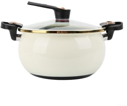 Eawfgtuw Olla a presión esmaltada de 8 L, olla a presión Express de gran capacidad, para cocinar en casa y hacer sopas (blanco)