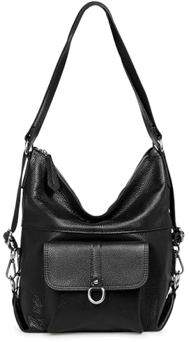 Caspar 2in1 Leder Cityrucksack große Schultertasche Damen Rucksack mit Reißverschluss - PREMIUM LINE - Modell No.853 - Made in Italy