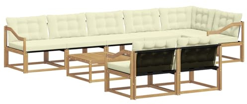 vidaXL Outdoor-Sofagarnitur 9 pcs Weiß und Creme 79 x 79 x 37 cm, Garten Ecksofa, modernes Outdoor-Lounge, Robustes Sitzset, Möbel für Terrasse, Komfort und Stil