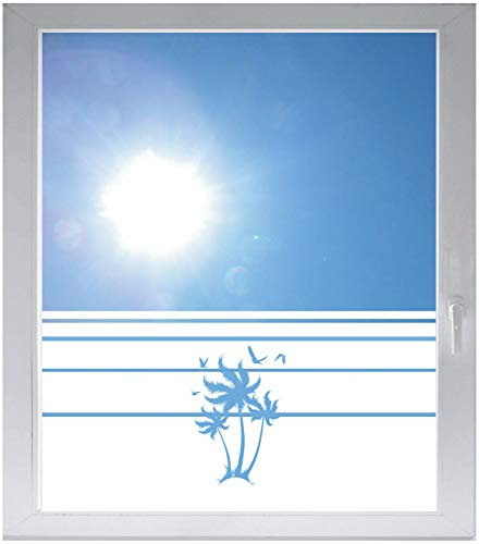 INDIGOS UG Sichtschutzfolie Glasdekorfolie Fensterfolie mit Motiv satiniert Blickdicht - w302 Blume Ranke Pflanze Palme - 1000 mm Länge - 500 mm Höhe Streifen - selbstklebend - matt