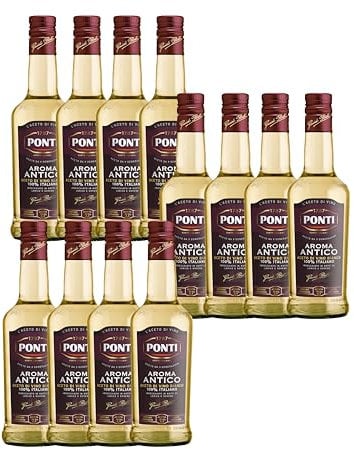 Ponti, Aceto Aroma Antico Bianco, Personalità Decisa e Gusto Raffinato, Ideale per Esaltare gli Aromi di Insalate, Verdure, Salse e Marinature, 100% Made in Italy, 12 Bottiglie da 500 ml