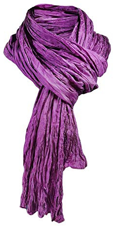 Japanwelt Damen Seidenschal elegantes Knitter-Halstuch Crash-Schal aus 100% Seide im Crinkle-Look 90 x 180 cm