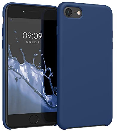 kwmobile Carcasa Compatible con Apple iPhone SE (2022/2020) / 8/7 Funda - Case TPU y Silicona antigolpes - Apto Carga inalámbrica - Azul Marino