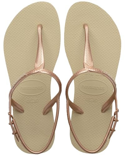 Havaianas - Twist, bequeme, modische und vielseitige Sandalen, verstellbare Schnalle an den Seiten, T-Riemen mit Metallic-Finish, rutschfeste Sohle, für Damen 35-36 EU