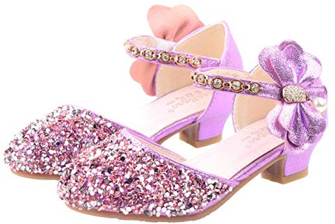YOSICIL Scarpe con Tacco Ragazza Sandali Flamenco Scarpe da Principessa Eleganti Festa Ballo da Sala Tango Bowknot Scarpe da Sposa Feste Halloween Festa di Natale,Viola,38EU