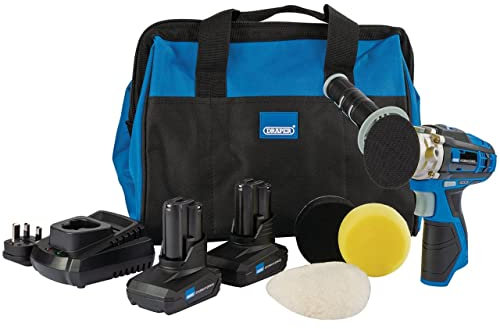 Draper 99727 Storm Force® 10.8V Mini Polisher Kit (+2 x 4Ah Batteries, Charger and Bag)