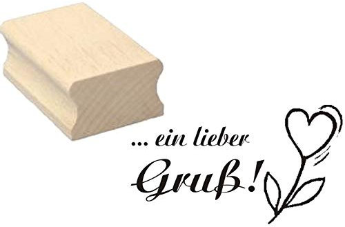 Stempel Ein lieber Gruß - Herz Blume - 50 x 30 mm