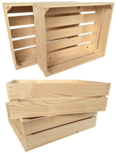 sunnypillow 4er Set Natur Holzkisten 50 x 40 x 15 cm Massive Weinkisten in vielen Farben zur Auswahl Holz Kisten Obstkisten Apfelkisten, Holzregal