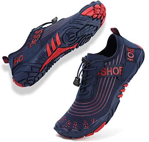 Topwolve Chaussures Aquatique Homme Femme Barefoot Chaussures de Trail Running Léger Séchage Rapide Chaussures de Plongée Surf Natation pour Piscine et Plage Bain,Bleu Foncé,44 EU