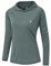 YSENTO Damen Laufshirt Langarm Sportshirt UPF 50+ Schnelltrocknend UV Schutz Hoodie Pullover Wandershirt mit Daumenlöcher(Grau blau,M)