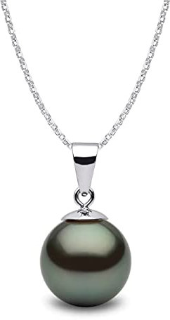 Collier de Perles de Tahiti de 9 mm de la Polynésie française, en argent sterling 925, avec boîte cadeau et certificat d'authenticité, Pendentif en perle de Tahiti.