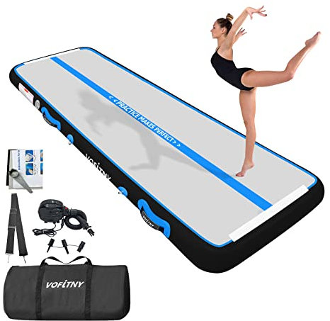 VOFiTNY Gymnastics Air Tumble Track Tumbling Track, Inflatable Gymnastics Training Mat with Electric Pump, Tumble Track for Home and Gym Use, Black Blue 5mx1mx0.1m