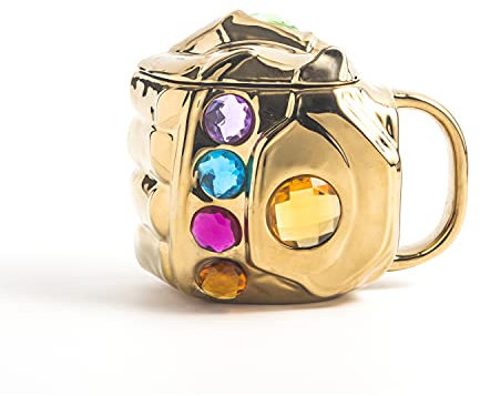 Zak Designs Marvel Thanos Tasse à café unique en céramique sculptée 3D – Tasse à thé souvenir de collection pour boissons chaudes (445 ml, sans BPA, Thanos Infinity Gauntlet)