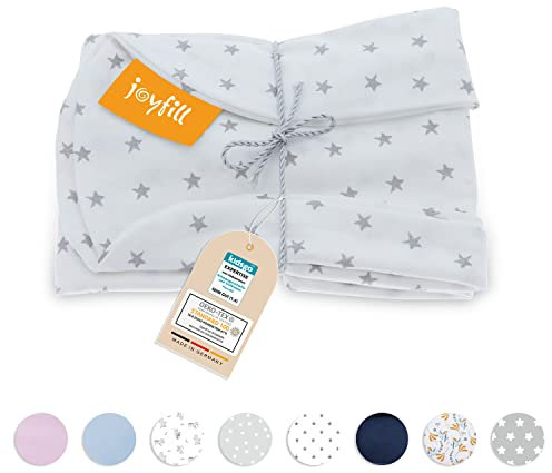 joyfill® Stillkissenbezug [190cm] Kuschelweich & Schadstofffrei Dank 100% zertifizierter ÖKO-TEX Baumwolle I Stillkissen Bezug Made in Germany I Waschbar bei 60° (Weiß - Sterne)