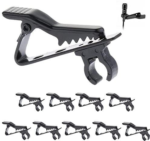 Hezhou 10 Stücke Schwarz Mini Lavalier Revers Kragen Clip Mic Mikrofon Halter Griff aus Metall Mikrofon Mic Clips Klemmen Für Interview Meeting Lectures Online Chat Geeignet für 6 mm Draht