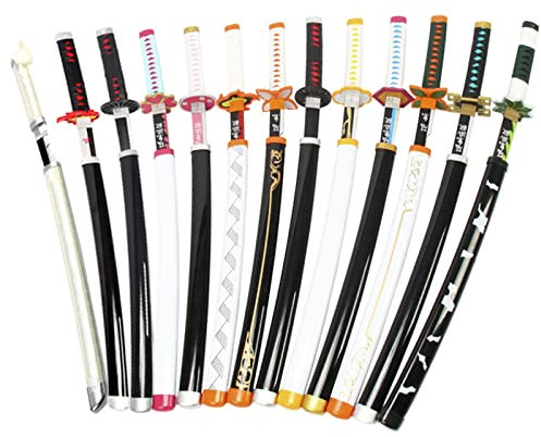 IXIM Epee en Demon Slayer Katana 104cm/41in Samurai Ninja Wooden Sword Arme pour Kamado Tanjiro, Enfants Replique Epee Sabre Lame en Bois Cosplay (Color : Demon Slayer A)
