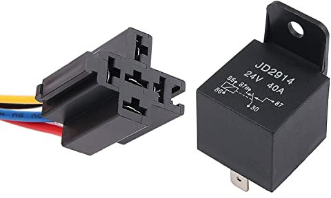 JIQI 24V 40A 5 Polig Auto Kfz Relais mit Steckdose, SPDT NO NC 5-Pin Fahrzeug Motor Car Umschalt Relais, Car Relay Relaisschalter mit Modell Nr:JD1914