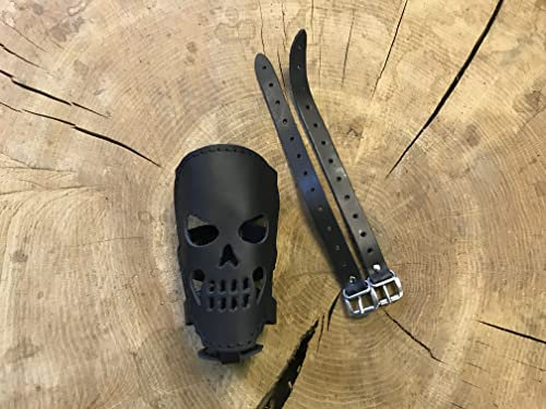 Halter für Getränke Skull schwarz von ORLETANOS kompatibel mit Harley Davidson Leder Boy Heritage Streetbob Fatbob Low Rider Flaschenhalter Motorrad