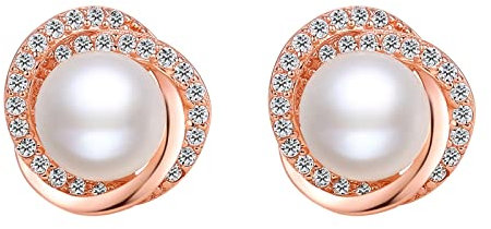 ZHOU LIU FU Perlen Ohrringe Silber Ohrring Damen 925 Nickelfreie Perlenohrringe Gold Hochzeit Pink Klein Vergoldete Ohrringe Süßwasserperlen