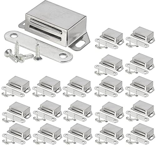 URPIZY 20X Magnetschnäpper Extrem Stark Schrank Tür Türmagnete Möbelmagnet 12 kg Zugkraft starker Schrankmagnete Edelstahl Schranktür-Magnete Magnetschloss mit Schrauben Türschließer