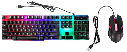 ciciglow Gaming-Tastatur und -Maus-Kombination, Kabelgebundene Hintergrundbeleuchtete Computertastaturen und RGB-Gaming-Maus, Mechanische Tastaturen mit 104 Tasten DPI 4800-Maus für Gamer