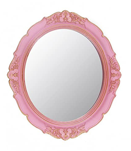 YCHMIR Miroir mural décoratif vintage ovale 37 x 33 cm (rose)