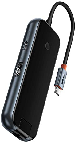 Baseus AcmeJoy Series USB-C auf 2 x USB 3.0 + USB 2.0 + USB-C PD + HDMI + RJ45 (Dark Grey)