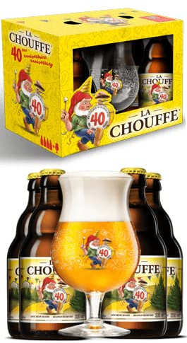 Estuches de Cerveza para Regalar | Pack Cervezas Chouffe con vaso - Regala cerveza Chouffe - Regalos Originales - Regalos de Cervezas - Regalos cerveceros