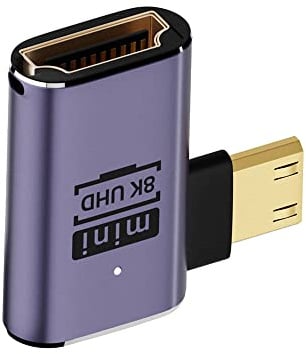 cablecc Mini HDMI mâle vers HDMI 2.1 Femelle UHD - Adaptateur convertisseur doré Compatible HDTV 8K 60Hz