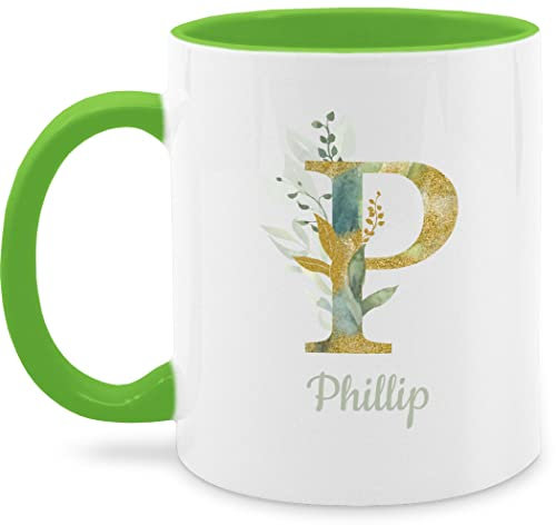 Tasse Tassen 325ml - Anfangsbuchstabe Name - Namens Geschenk - 325 ml - Hellgrün - personalised mug buchstabentasse buchstaben letter kaffeetasse buchstabe namenstasse initialen letters teetasse