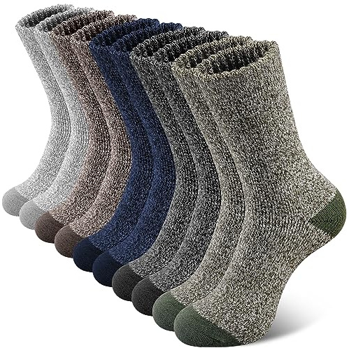 SIMIYA 5 Pairs Merino Wool Socks for Men, Super Thick Hiking Thermal Socks for Cold Weather