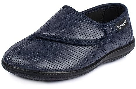 Aerosoft Zapatillas con Cierres Ajustables para Mujer, elásticas, 15 Anchos, Plantilla Intercambiable G-H, Antideslizantes, Azul, 42 EU