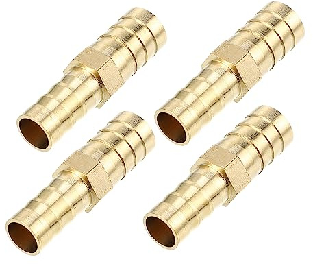 QUARKZMAN 4 Stück Messing Schlauchverbinder 12mm-10mm Widerhaken | 12mm Außendurchmesser, 10mm Außendurchmesser, Für Motorräder, PKW Und LKW, Gesamtgröße 42x13,5mm