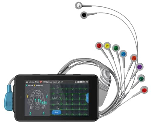 Lepu Medical - PCECG 500 Pocket EKG-Monitor mit 6/12 Ableitungen in Kombination mit Glasgow-Algorithmus, Echtzeit-EKG-Datenerfassung und -analyse, 33236