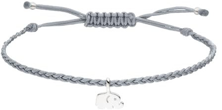 Elefant Armband Geflecht Minimalistisch 925 Silber-Hellgrau