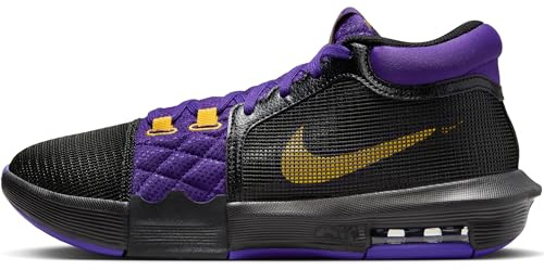 Nike Lebron Witness VIII, Tre Quarti d'Alto Uomo, Black University Gold Field Purple, 41 EU