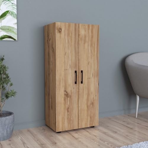 [en.casa] Armoire à 2 Portes Meuble de Rangement Polyvalent avec 3 Étagères Placard Multifonction pour Entrée Salon Chambre Bureau Cuisine 108 x 49 x 32 cm Effet Chêne