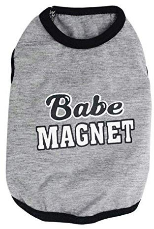EraAja Baby Magnet Baumwolljersey Weste Haustierkleidung M Hunderegenmantel Mit Integriertem Geschirr (Grey, One Size)
