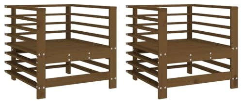 vidaXL Gartenstuhl 2 STK., Modular Gartenmöbel Lounge, Holzstuhl Stuhl für Garten Terrasse Balkon, Gartensessel Balkonstuhl, Honigbraun Massivholz Kiefer