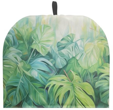 Tutolipy Tropical Leaves Monstera Teapot Cover for Tea Coffee Lover Insulated Tea Cosy Cover Dust Proof Tea Cozy Protector Decorative Accsssory Green