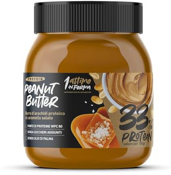 1 Attimo in Forma | Burro di Arachidi Proteico 33% Caramello Salato 1 KG | Peanut Butter Senza Glutine, Senza Zuccheri Aggiunti, Conservanti o Olio di Palma