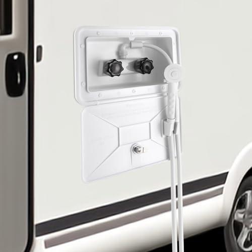 vinnyooc RV Ducha RV Ducha exterior RV Caja de ducha para autocaravanas Accesorios con interruptor caliente y frío cabezal de ducha con cerradura para caravana, caravana