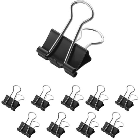 Westcott Foldback Klammern 19mm Schwarz 12 Stück | 12er Pack Metall Klammern für Dokumente | stabile und wiederverwendbare Papierklammern | 19mm Klemmen für Büro und Haushalt | E-10711 00