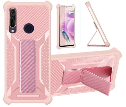 Aroepurt Hülle Für Wiko View 3 PRO Hülle Case Handyhülle Schutzhülle Cover [mit gehärtetem Glas-Screen-Protector] Hybrid [Folding Support Magnetic] [Frosted Anti-Fingerprint] Rosa
